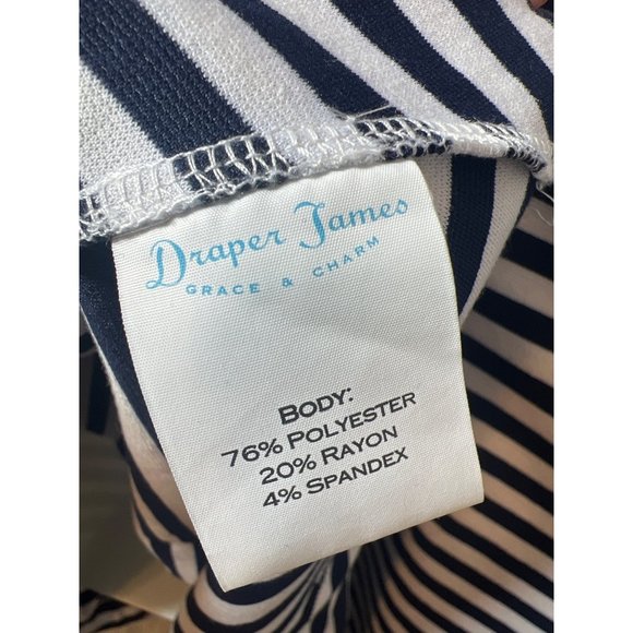 Draper James Striped Ponte Knit A Line Nassau Navy and Pink Mini Fit and Flare X - Picture 12 of 14